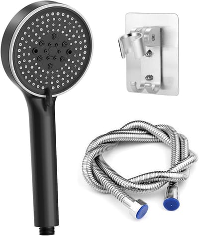 Hoogdruk Handdouche met 2 m Slang, 5 Stralen, Waterbesparend en Rond Ontwerp (120mm) voor Bad en Douche