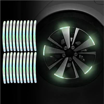 20 reflecterende stickers voor autobanden, universeel, decoratie voor fiets, auto, waterdicht, reflecterende waarschuwingsstickers voor fietsen, motorfietsen en auto's (kleur)