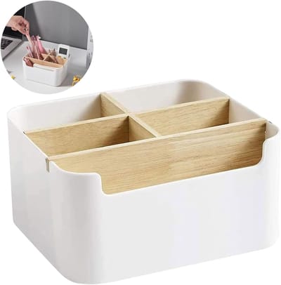 Bureau-organizer, multifunctionele bureau-organizer met 5 vakken en 2 laden, opslag van kunststof, pennenhouder voor thuis, school en kantoor