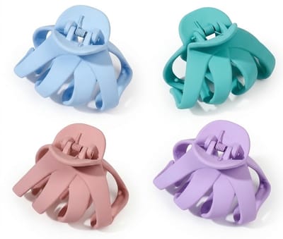 Haarclips set 4 stuks – matte ronde haar klemmen in pastelkleuren – stevige kunststof claw clips voor dames voor dagelijks gebruik