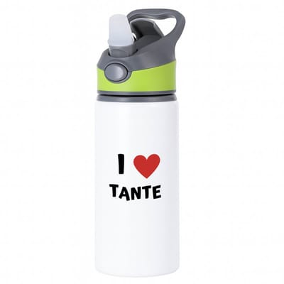 Hacebo® - I love tante waterfles met rietje groen - Tante - de liefste tante - verjaardag - cadeautje voor tante - tante artikelen - kado - geschenk - water fles - 650ML
