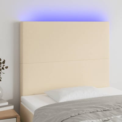 vidaXL - Hoofdbord - LED - 90x5x118/128 - cm - stof - crèmekleurig