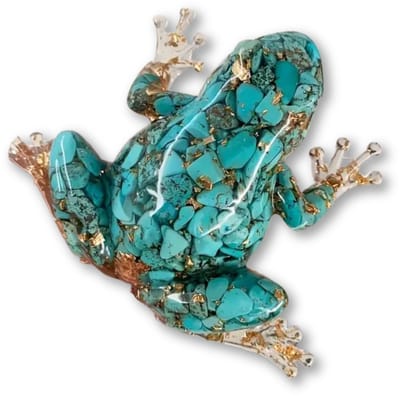 Mauropet® Kristallen Kikker – Murano Stijl Beeldje – Handgemaakt met Edelstenen – Decoratie & Cadeau – Turquoise – Uniek Dierbeeld