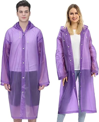 Regenjas, poncho voor volwassenen, 2 stuks herbruikbare regenjassen voor dames en heren, met capuchon en trekkoord