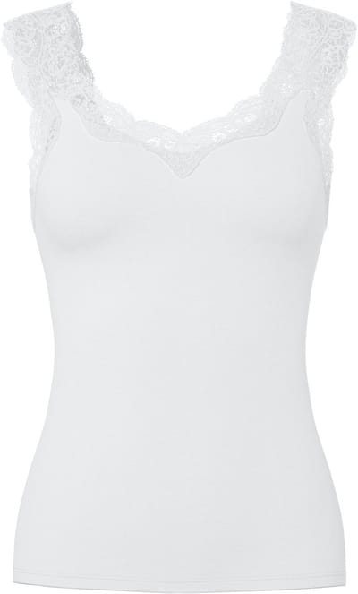 Pieces hemdje met kant - Lace Top - Barbera - Viscose kanten onderhemd - Singlet met brede bandjes - Zwart - Beige - Wit - XXL