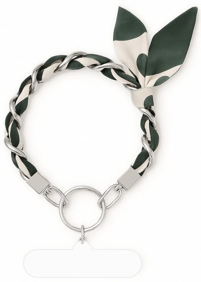 Polsbandje Telefoonkoord - Goud Schakelketting Telefoonhouder - Groen/Wit Sjaal