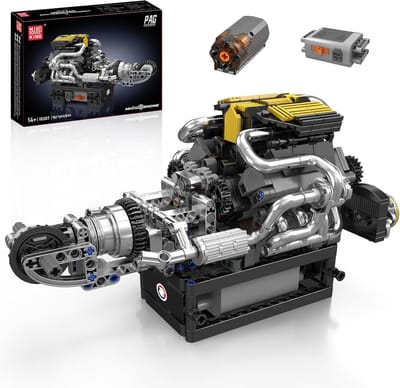 Mould King 10207 Speed Car V8 Icons F1 motor bouwset | Racing champions engine modelbouw | Creator classic bouwpakket| Technische speelgoed ideas voor expert volwassenen & kinderen | Accu niet geschikt voor Lego technic | Bouwdoos met 535 bouwstenen