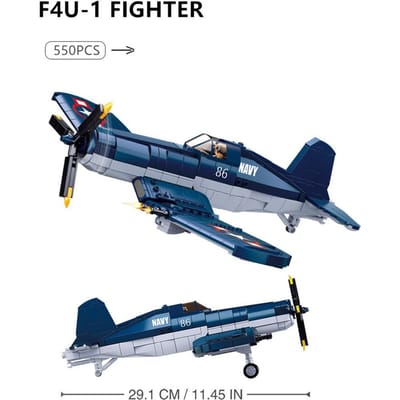 550 STUKS Sluban WO2 Pacific Storm Militair F4U 1 Piraat Vliegtuig Bouwstenen Luchtmacht Miniatuur Blokken Vliegtuig Soldaat Speelgoed Ideaal voor Kinderen gray