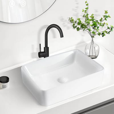 Hoekige keramische wastafel voor badkamer - Kleine hangende wastafel met lotus effect voor een stijlvolle wasplaats