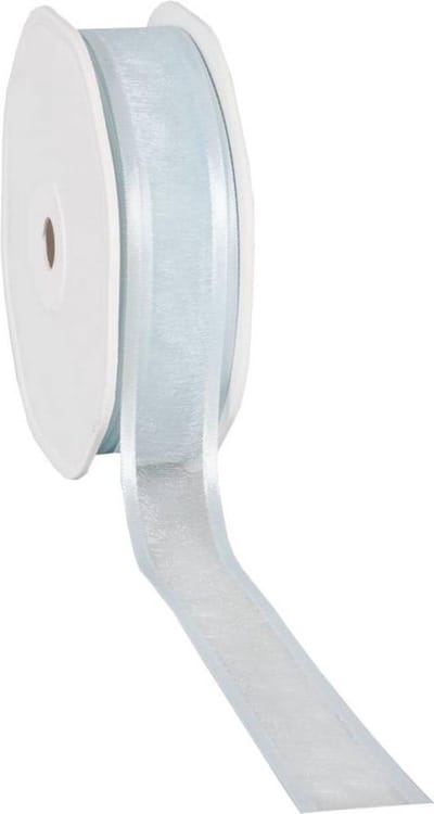 Satin edge Organzalint Licht Blauw – 25 mm × 25 m – Organza
