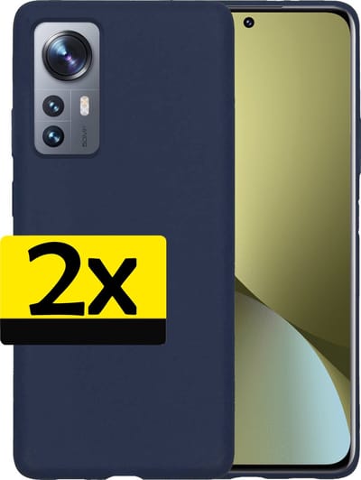 Hoesje - 2 Stuks - Geschikt voor Xiaomi 12 Pro - Sterk & Shockproof - Case Siliconen - Back Cover - Telefoon Hoes - Telefoonhoesjes - Donkerblauw