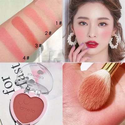 1Pcs Fard à joues en forme d'amour Fard à joues imperméable à l'eau et à la transpiration Palette de fards à joues monochromes naturels Contour du visage longue durée Maquillage naturel