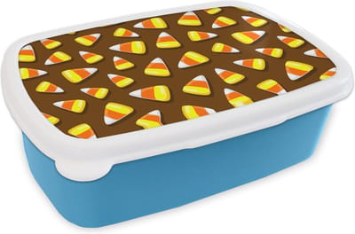Broodtrommel Blauw - Lunchbox - Brooddoos - Eten - Patroon - Snoep - 18x12x6 cm - Kinderen - Jongen