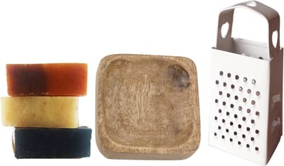 green-goose® Amberblokjes Giftset | 3 Amberblokjes met Mangohouten Plankje en Metalen Rasp | Leuk Duurzaam Cadeau!