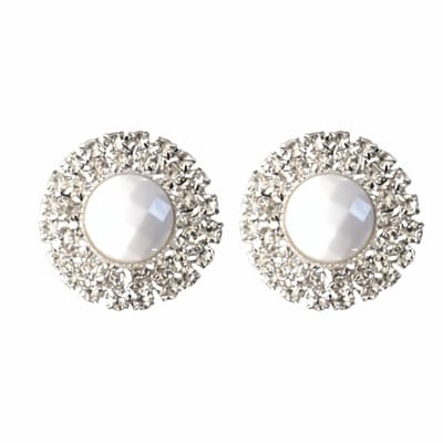 Clip Oorbellen-Wit-Strass- Kunststof 2 cm