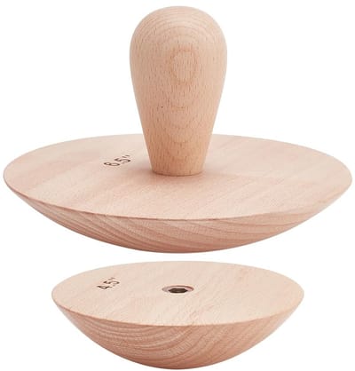 Dailygoods- Pottenbakvormen Set van 2 - Houten Keramische Potvormen - Verwisselbare Handgrepen - Multifunctioneel - 11,4 cm en 16,5 cm - Ambachtelijke Ervaring - Keramiekvormen