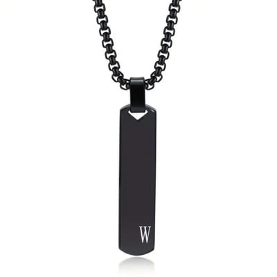 Livano Ketting - Heren - Staal - Nep zilver - Met Hanger - Zwart - W