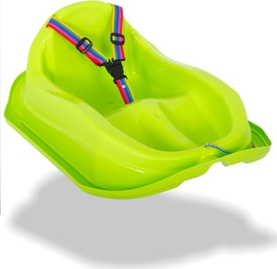 Kinderslee - Slee met gordel - Winterpret - Hoge rugleuning - 71 x 52 x 285cm - Groen