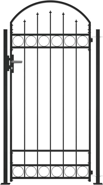 Enkele Boogpoort - Tuinpoort Stalen Poort - Buiten Toegang Creëren - Met Dubbele Palen - 105 x 204 cm - Zwart