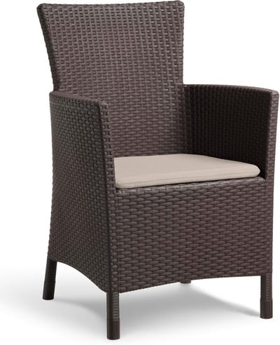 Tuinstoel - Balkonstoel Terrasstoel - Buiten Zitten - Met Kussen - 60 x 62 x 89 cm - Bruin
