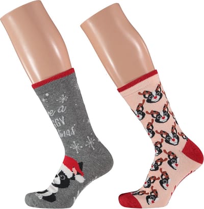 Apollo 2-Pack Foute Dames Kerstsokken Animals - Maat 36-41