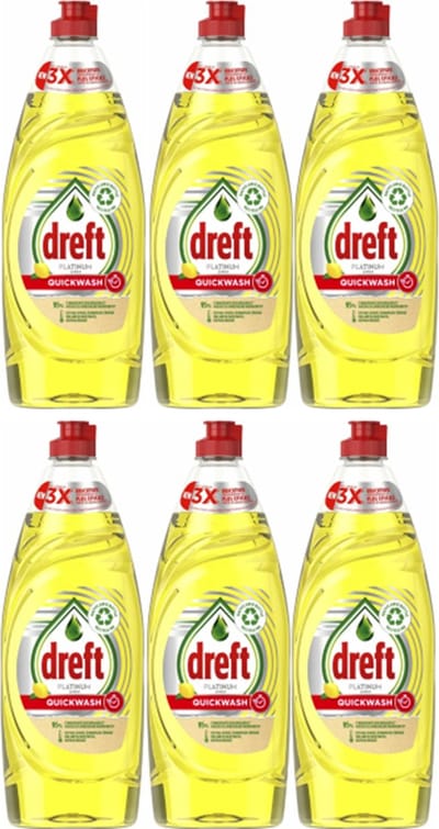 6 x 625ml Dreft Platinum Quickwash Afwasmiddel Lemon - 3750 ml
