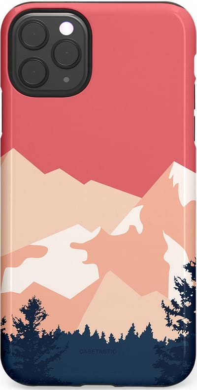 Casetastic hoesje geschikt voor Apple iPhone 11 Pro Max - Dubbellaagse bescherming - Bergen bij stille toppen - Fashion Case - Koraal Donkergrijs Zand Perzik