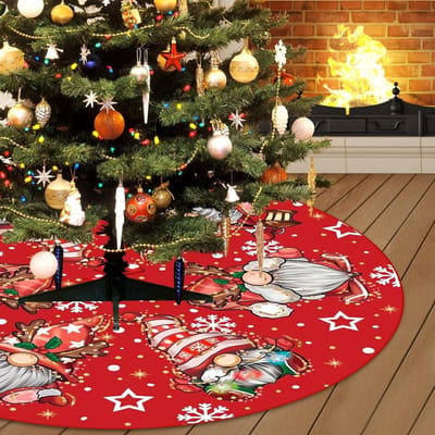 Ronde Kerstboomrok van 122CM, Gebreide Kerstboomdeken, Grote Decoratieve Mat voor Kerstmis en Nieuwjaar