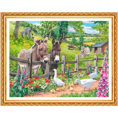Borduren Ezel en Gans Diamond Schilderen Cross Stitch Handwerken Diamond Rhinestone Home Decor 20X30CM beige