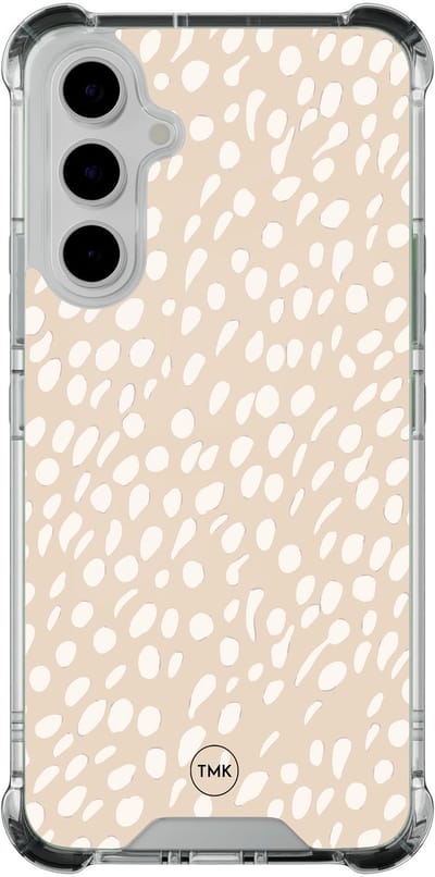 Shockproof hoesje geschikt voor Samsung Galaxy A54 - Sand dots - Schokbestendig - Verhoogde randen - TPU case - Extra Sterke Back Cover - Gestipt - Transparant, Beige