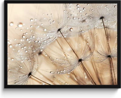 Poster in lijst - Fotolijst 80x60 cm - Posters - Paardenbloem - Abstract - Natuur - Beige - Posterlijst zwart - Decoratie - Wanddecoratie woonkamer - Muurdecoratie slaapkamer