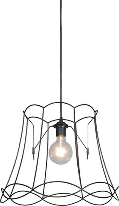 QAZQA Granny Frame - Retro Hanglamp - 1 lichts - Ø 450 mm - Zwart - Woonkamer | Slaapkamer | Keuken
