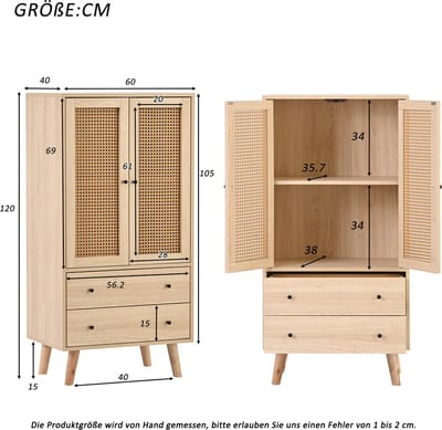 Eetkamer dressoir woonkamer dressoir ladekast staande kast opbergkast tv-meubel met deuren en lades dressoir met grote opbergruimte breedte 60 cm
