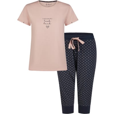 By Louise Essential Dames Capri Pyjama Driekwart AOP Roze - Maat S