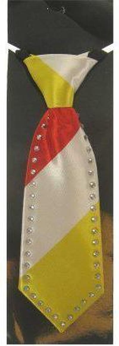 Mini stropdasje rood - wit - geel met strass-stenen