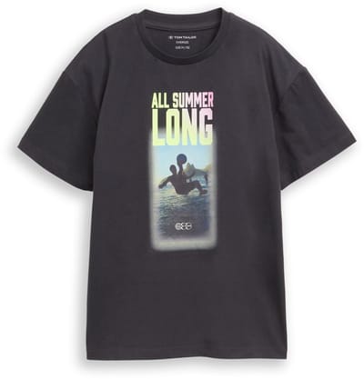 Tom Tailor - T-shirt met fotoprint - Maat 128 - coal grey