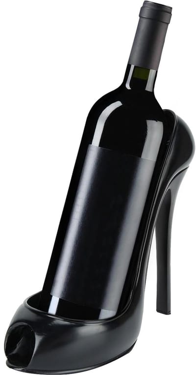 Dailygoods- Wijnrek met unieke schoenvorm - Wijnrek zwart - Vrijstaande wijnflessenhouder - Wijnrek synthetische hars - Wijnrek 22x10x19 cm - Lichtgewicht 700g - Wijnfleshouder