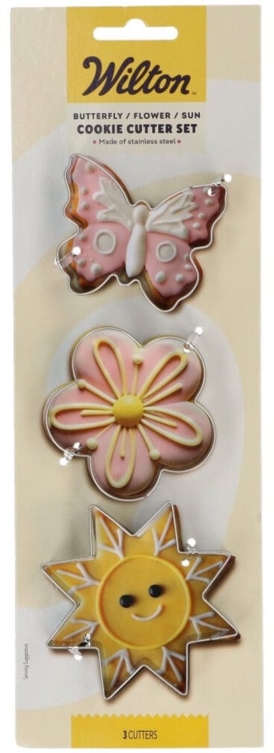 Wilton Koekjes Uitsteker - Vlinder, Bloem, Zon - Set/3