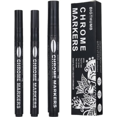 3Pack Spiegelverfpennen Chrome Marker Pen voor Spiegeloppervlak Permanente Reflecterende Vloeistof Geschikt