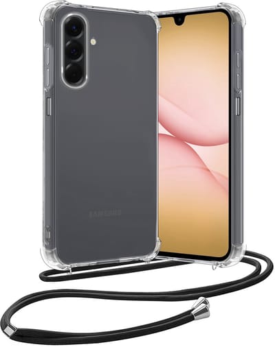 Hoes - Geschikt voor Samsung Galaxy A17 - Met Koord - Shock Proof - Siliconen Case - Back Cover - Telefoonkoord - Telefoon Hoesje Shockproof - Telefoonketting - Transparant