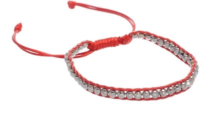 Behave - armbandje met kraaltjes - rood koord - zomerse look