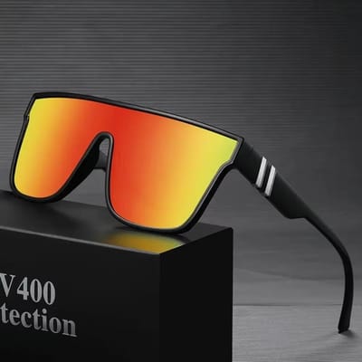 Nieuwe Vintage Sport Zonnebril Mannen Vrouwen Eén Stuk Winkeluitje Buiten Strand Vissen Chauffeur Zonnebril Bescherming Oogkleding uv400 red