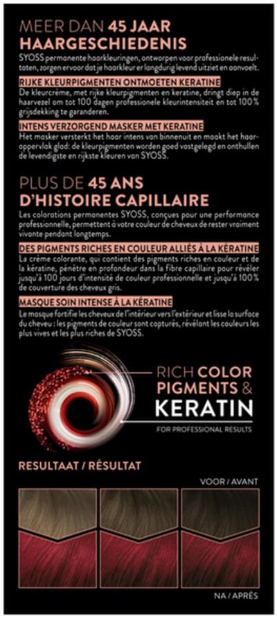 SYOSS Permanent Coloration 5-29 - Haarverf - Permanente Haarkleuring - Intens Rood – Grijsdekking – Vermindert Haarbreuk - 1 Stuk