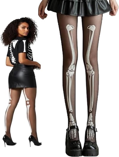 Halloween Kousen voor Dames - Skelet Motief, Perfect voor Kostuums, Feestjes en Carnavalsactiviteiten
