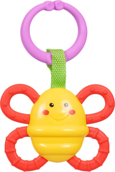 Speelgoedtopdeals - Rammelaar Hangspeeltje Buggyspeeltje - Gele Vlinder
