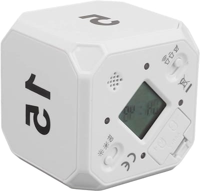 Kookwekker Kubus - Tijdklok Timer - Koken en Leren - Instelbare Tijdvakken - 6 x 6 x 6 cm - Wit