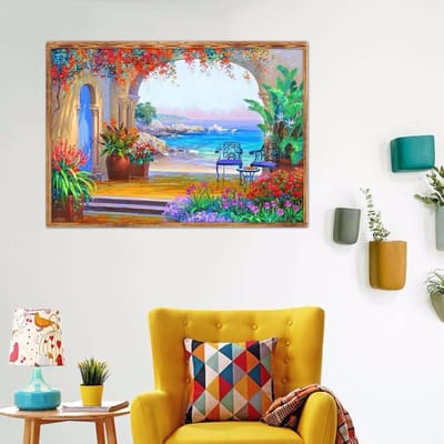 Daimond peinture bord de mer jardin 3D diamant peinture plein strass diamant peinture broderie 20X30CM