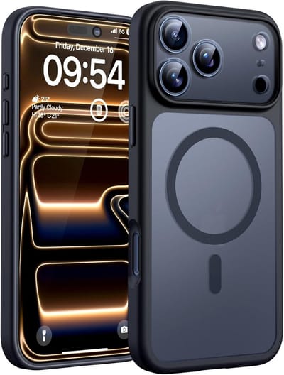 voor iPhone 17 Pro Max Case Compatibel met MagSafe, Volledige Camerabescherming, Schokbestendig Anti-vingerafdruk Anti-slip Hoesje Dunne Translucente Matte Backcover 6,9-Inch, Zwart
