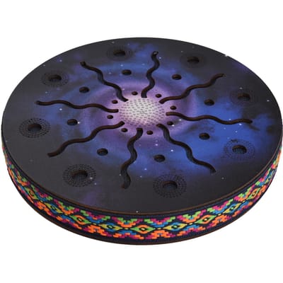 12 Inch Oceaandrum Etnisch Slaginstrument Beschilderd Trommelpatroon Berkenhouten Trommel Geweven Rand 8 Inch blue