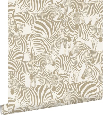 ESTAhome behang zebra's donker beige - 50 x 900 cm - 132211